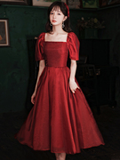 敬酒服新娘红色结婚礼服，小个子孕妇订婚晚礼服裙女在逃公主显瘦冬