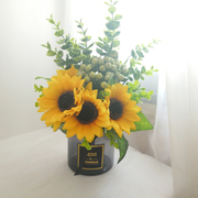 仿真向日葵花束 欧式客厅卧室办公桌装饰摆件假花绢花插花小盆栽