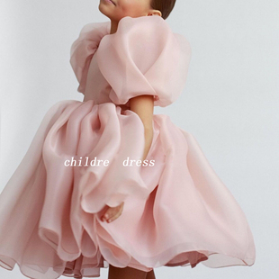 儿童模特走秀蓬蓬裙钢琴演出服，女高端洋气纯色西班牙风公主裙礼服