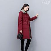 2022年秋冬加绒红色棉服外套女韩版中长款宽松百搭加厚派克服