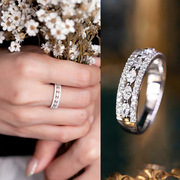 欧美时尚气质奢华设计师款镀18k金半圈(金半圈)满钻马眼锆石戒指钻戒指环