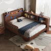 新中式全实木儿童床男孩床小户型卧室，1米5带护栏储物女孩床单人床