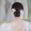 韩式水晶手工新娘婚纱礼服唯美白色水晶串珠流苏对夹高端头饰