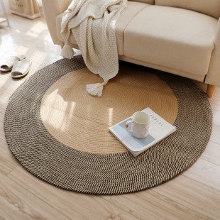 手工棉线编织圆形地毯客厅茶几垫ins卧室床边圆型坐垫民宿椅子垫