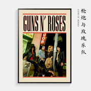 炮与玫瑰乐队装饰画客厅背景墙画卧室床头壁画摇滚音乐海报挂画