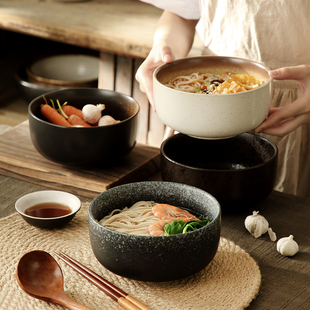 创意学生泡面碗日式餐具套装，大号拉面碗陶瓷碗，高级感面条碗汤面碗