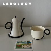 LABOLOGY  假日奶油色复古釉下彩绘陶瓷杯碗壶茶具套装