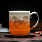 景德镇陶瓷茶杯带盖水杯办公水杯老板杯创意十二生肖陶瓷杯杯