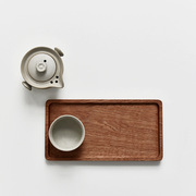 日式家用胡桃木色实木，长方形托盘木质杯架，水杯茶杯盘收纳盘子托盘