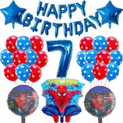 超人蜘蛛侠生日快乐系列，套装气球数字男孩，生日派对客厅装饰布置
