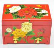 高档平遥漆器首饰盒结婚礼物，木质复古新娘，化妆盒实木中国风中