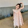 巴拉巴柆韩系女童淑女，小飞袖连衣裙夏装碎花，裙儿童洋气公主裙气质