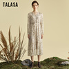 TALASA设计感印花两件套连衣裙2024年春拼接褶皱时尚V领长裙