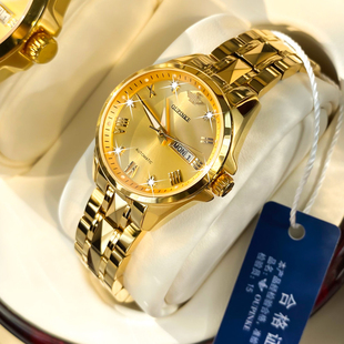 进口机芯瑞士牌18k金色手表女士机械表全自动防水女名表十大