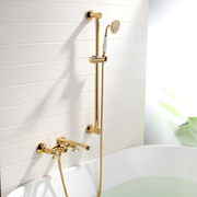 定制简易加长款浴缸龙头轻奢黄铜北欧入墙式，单淋浴(单淋浴)花洒双把双控带