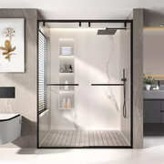 中山淋浴房隔断沐浴屏卫生间浴室极窄一字型干湿分离极简玻璃移门