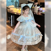 女童连衣裙2024夏季儿童短袖，公主裙演出服女大童，礼服裙长裙子