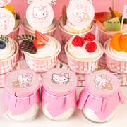 粉色hellokitty甜品台主题插牌凯蒂猫纸杯蛋糕小插件三丽鸥推推乐