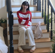 甜甜萌妹风毛衣，韩国2023冬季宽松百搭时尚条纹针织衫