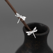 梵灵原创小众设计款停伫蜻蜓耳钉个性简约自然S925纯银国风国潮