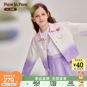 pawinpaw卡通小熊童装，2024年夏季女童儿童时尚，百搭牛仔外套