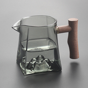 耐热高硼硅加厚玻璃茶具，茶漏过滤分茶器木柄，观山方公杯烟灰公道杯
