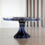 慕妃高端定制家具美式新古典欧式榉木圆餐桌大理石饭台饭桌GC158