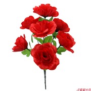 仿真7头月季红玫瑰摆放客厅居家装饰把花庆典插花绢花艺