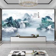 3d新中式自粘山水风景墙贴画，电视沙发背景墙中国风客厅装饰壁画