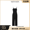 商场同款VIZA VIZA 2023夏季高腰直筒醋酸吊带连衣裤女