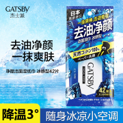 日本进口gatsby杰士派42片洁面湿纸巾冰感型降温去油，湿巾男士专用