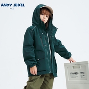 安迪杰克尔童装男童冲锋衣儿童外套，2024秋冬棉服，保暖三防风衣夹克
