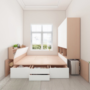 储物榻榻米床衣柜一体组合现代简约多功能板式高箱床小户型可定制