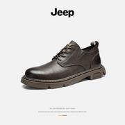 jeep吉普男鞋2023秋冬英伦风，商务男士休闲皮鞋，低帮工装马丁靴