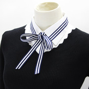 跨境海军条纹蝴蝶结假领子，衬衫领子装饰领ebay速卖通
