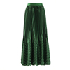 波纹褶皱半身裙女松紧腰显瘦轻奢光泽感缎面压褶墨绿色百褶裙
