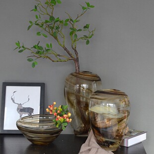 创意欧式奢华彩色玻璃花瓶几何形，手工家居装饰摆件艺术软装花瓶