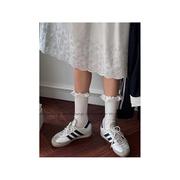 花边袜子白色堆堆袜芭蕾风薄棉木耳边中筒袜可爱韩版少女短袜纯棉