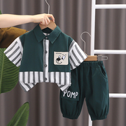 男宝宝夏装套装1-3岁小童装2男童衬衫夏季帅气小月龄婴儿衣服韩版