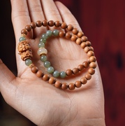 印度老山檀香手串绿度母扎基拉姆檀香木手链女文玩多圈念珠送礼物