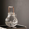 日式简约菊瓣耐热加厚玻璃茶壶，铜柄提梁玻璃泡，茶壶电陶炉专用