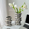 现代简约创意轻奢银色花瓶陶瓷 ins风客厅干花插花装饰餐桌摆件