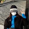 韩国粗毛线针织帽加绒保暖加厚护耳黑白冷帽渔夫帽防寒滑雪穿搭女