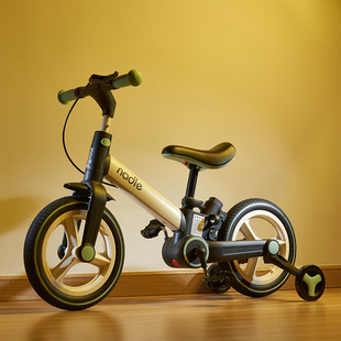 nadle纳豆儿童自行车平衡车二合一，1一3一6岁女孩男孩脚踏折叠单车