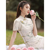 素雅旗袍2024年改良女年轻款中国风少女新中式，连衣裙白色淑女