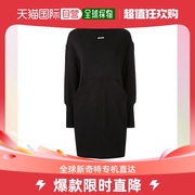 香港直邮Msgm女士连衣裙黑色圆领棉质长袖日常百搭简约舒适透气