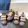 儿童加绒帆布鞋2023冬季童鞋男女，宝宝韩版贝壳，头豹纹运动保暖板鞋