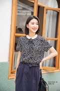 yun韫短袖衬衫女夏季2024大码衬衣韩版减龄女装碎花上衣3366