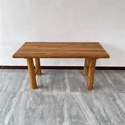 老榆木餐桌原木桌面吧台长条桌书桌老榆木复古茶桌茶台长餐桌