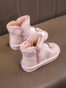 女童雪地靴冬季2023加绒加厚儿童靴子中大童冬天防水女款棉鞋